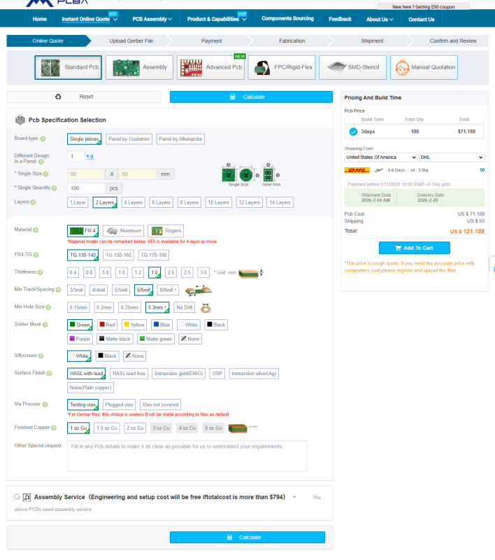 Online Quote System for PCB & PCBA