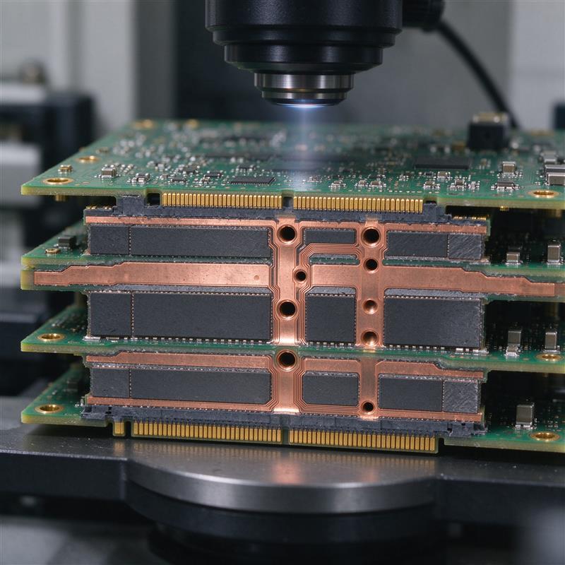Microscope inspection of a multilayer PCB stack-up